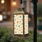 Solar Lantern Outdoor Waterproof Mid Century Fifties Modern Retro Colors Seamless Part Garden Decor LED Hanging Solar Lights Tabletop Lamp Gifts for Women Mom Outside Yard Patio Porch by DERUINVAIO
