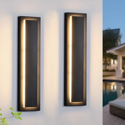 tewei Modern LED Outdoor Wall Lights Black Exterior Porch Lights, 15.7'' by TeweiBrand