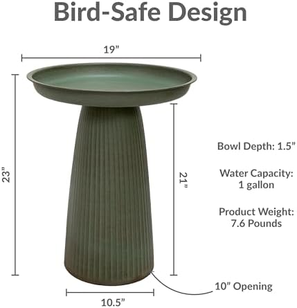 Sunnydaze Gleeful Garden 23" Tall Metal Modern Bird Bath for Outside - Image 6