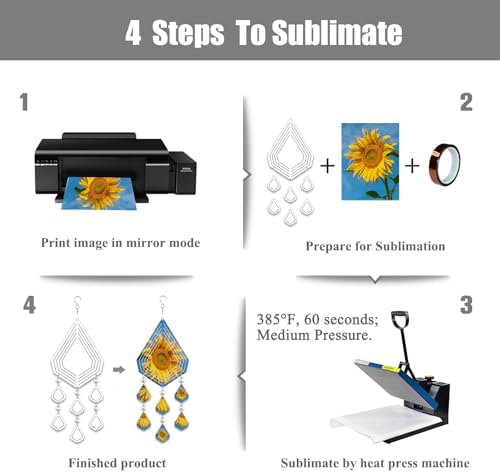 4Pack 8inch Sublimation Wind Spinner Blanks 3D Aluminum Metal Wind Sculpture Kinetic Spinners for Yard and Garden Indoor Art Ornaments Hanging Decoration (Diamond Pendant) - Image 4