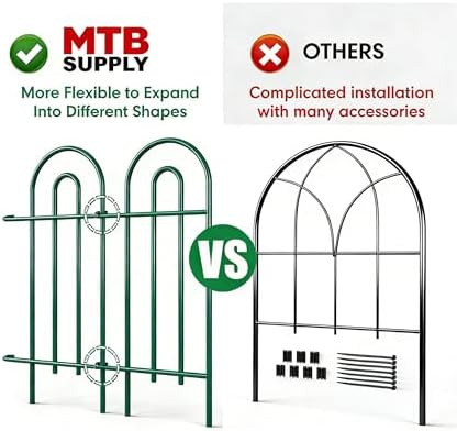 24in(H)×50ft(L) Green Decorative Garden Border Fence Total 35 Panels No Dig Metal Folding Fence Garden Edging Border Fence for Animal Barrier Fencing Flower Bed Yard Patio - Image 7