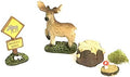 Miniature Moose, Stump, Moose Crossing Sign and Accessories for Fairy Garden, Dollhouse, Terrarium or Miniature Display by Unknown