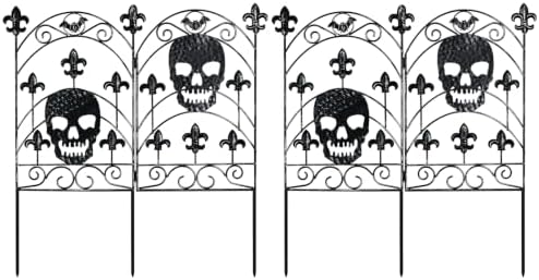 hogardeck 2PCS Halloween Decorations Outdoor, Metal Fence Decorative Garden Stakes with Skull Head for Halloween Decor, Yard Signs for Halloween Outside Garden Lawn Porch Party Decorations by HOGARDECK