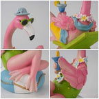 Pink Resin Flamingo Statue 12.2 Inch Tiki Figurine for Garden Patio - Image 4