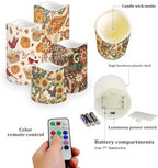Pumpkin and Floral Flickering Flameless Candles with Remote and Timer Set of 4 Color Changing Battery Operated Candles Home Thanksgiving Day Decoration - Image 3