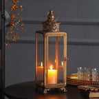 Antique Gold Iron and Glass Candle Lantern, 19.29 in - Image 5