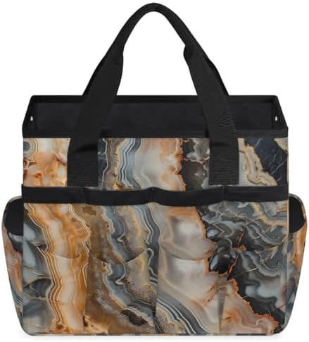 Marble Garden Tool Bag, Garden Tote Storage Bag with 10 Pockets, Indoor and Outdoor Abstract Marble Gardening Tool Organizer for Women Men - Image 2