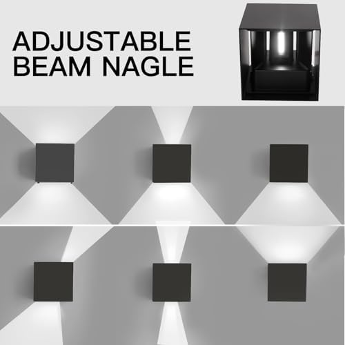 Mille Lucciole 12W 4Pack Outdoor Wall Lights Exterior/Interior,LED Black Outdoor Wall Sconces Light Fixtures Modern,IP65 Waterproof Square Aluminum Wall Lamps, Up and Down Lights 6500K Cold Lights - Image 3