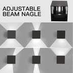Mille Lucciole 12W 4Pack Outdoor Wall Lights Exterior/Interior,LED Black Outdoor Wall Sconces Light Fixtures Modern,IP65 Waterproof Square Aluminum Wall Lamps, Up and Down Lights 6500K Cold Lights - Image 3