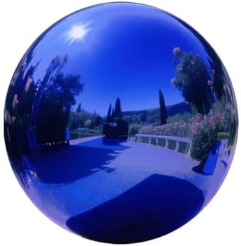 Stainless Steel Mirror Reflective Gazing Ball, Blue Decorative Sphere, Polished Hollow Ball, Reflective Shiny Garden Sphere for Garden & Home Decor (Dia: 10 inch) by KOIUGAYK