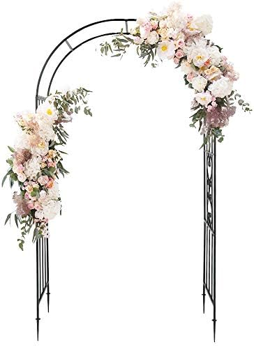 Garden Arbor, 7.3FT Metal Arbor Trellis for Climbing Plants Outdoor, Dark Green Garden Archway for Lawn, Patio and Backyard, Wedding Arches for Ceremony by Unknown