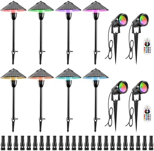 ZUCKEO RGB Color Changing Landscape Lights Low Voltage Pathway Lights 12V 24V Multi-Color LED Landscape Light Kit Waterproof for Yard Garden Path Christmas Decoration(12Pack) by ZUCKEO