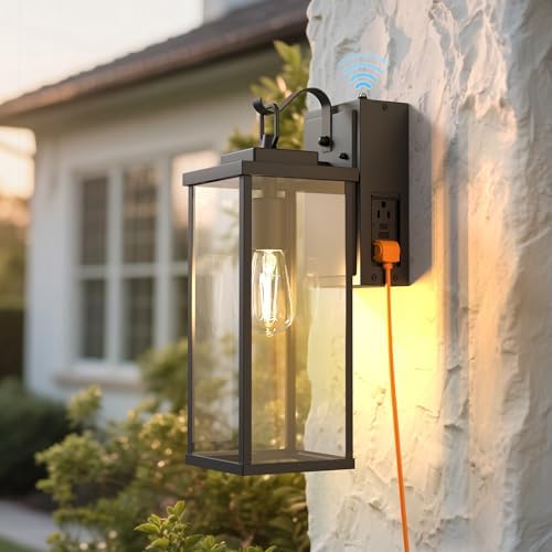 Outdoor Wall Lights, Exterior Lighting Fixtures with GFCI Outlets, 1-Pack by DORESshop