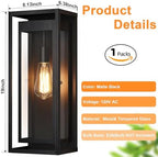 19" Large Outdoor Wall Light Fixtures, Black Porch Light - Image 5