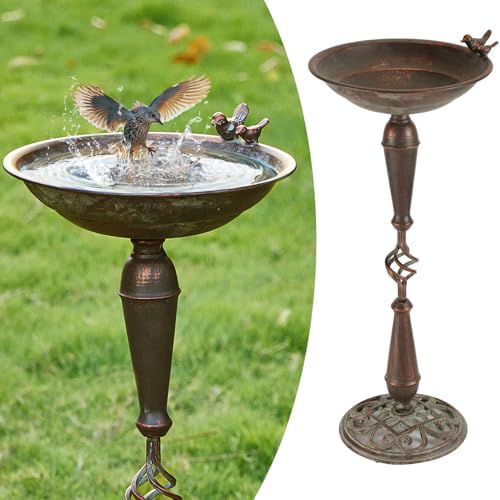 Cast Iron Pedestal Bird Bath,Metal Bird Bath for Outdoor,Vintage Birdbath by AIHAOKAN