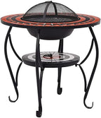 Outdoor Fire Pit Table 26.8 Inch Ceramic Fire Pit Terracotta and White Steel Bowl with Safety Mesh and Poker Tool for Garden Patio Camping by Unknown