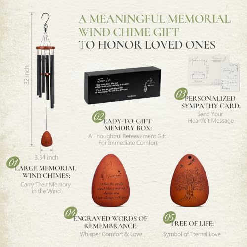 32" Memorial Wind Chimes for Loss of Loved One - Image 3