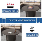48" Round Propane Fire Pit Table with Lid, 40,000 BTU Outdoor Gas Fire Pits CSA Certified for Outside Steel Tabletop Fire Pit with Blue Glass Rock&Windshield Glass for for Patio, Balcony,Garden - Image 5