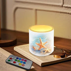 Starfish Beach Pattern 4 Packs Flameless LED Battery Candles with Colored Light Waterproof Pillar Fake Candles with Remote for Wedding Beach Party Decor Home Decoration - Image 3