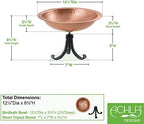 Achla Designs 201-4016 Hammered Solid Tripod Stand Birdbath, Satin Copper - Image 2