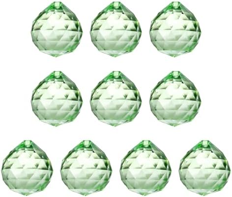 Crystal Ball Prisms, Sun Catcher Hanging Prism Sun Catcher Pendant 44mm / 1.73Inch & 10 Pack & Light Green-Fitting for (Outdoor/Indoor/Windows/DIY Decor/Feng Shui/Chandelier) by YELARXI