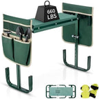 Adjustable Garden Kneeler and Seat with 5-Level Height, 660LBS Heavy Duty Folding Garden Bench Kneeler with Soft EVA Kneeling Pad & 2 Large Tool Pouches, Gardening Gifts for Seniors, Women, Elderly by FISHOAKY