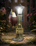 14x6 Inch Eagle Outdoor Solar Statue, Resin Garden Decor Outdoor Waterproof, Eagle Statue with American Flag for Patios, Yards, Home of the Brave Yard Lawn Gift for Mom Dad Grandpa by 365RUSTIC