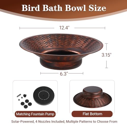 Solar Bird Bath for Outside, Outdoor Metal Bird Bath Fountains - Image 2