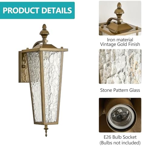 2-Pack Outdoor Wall Light,Vintage Exterior Waterproof Lantern - Image 4