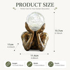 Solar Garden Statue with Crackle Glass Gazing Ball, Outdoor Warm LED Decor - Image 5