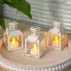 TRIROCKS 6 Pcs Small Metal Candle Lanterns Vintage Hanging House Tealight Lantern Decorative Candle Tea Light Holders for Table Valentine Patio Indoor Outdoor Gifts(White with Gold Brush) - Image 3