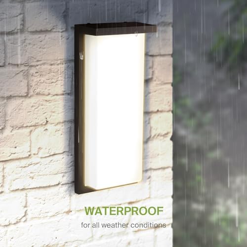 ASD LED 14" Outdoor Wall Light, Front Door House Sconce | 3CCT, Dimmable, Waterproof, ETL Listed | 20W 1900LM 3000-5000K 120V | Exterior Patio Lighting Fixture, Flush Mount Porch Lamp | Black - Image 6