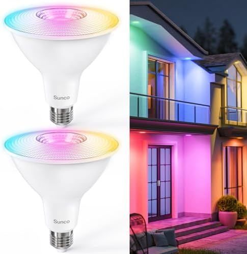 Sunco PAR38 Smart LED Flood Light Bulbs, Color Changing WiFi, 4 Pack by SuncoLighting