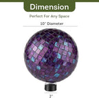 Lily's Home Colorful Mosaic Glass Gazing Ball, Designed with a Stunning Holographic Petal Mosaic Pattern to Bring Color and Reflection to Any Home and Garden, Purple Mirrors (10" Diameter) - Image 3