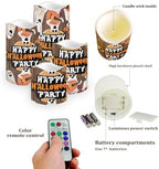 Happy Ghost Flameless Candles with Remote Timer Battery Operated Candles with Flickering Flame Color Changing Pillar Candles Light Halloween Party Outdoor Home Table Decor - Image 3