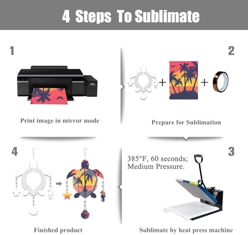 4Pack 8inch Sublimation Wind Spinner Blanks 3D Aluminum Metal Wind Sculpture Kinetic Spinners for Yard and Garden Indoor Art Ornaments Hanging Decoration (Turtle) - Image 4