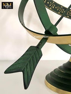 NauticalMart Polished Brass 18-Inch Diameter Armillary Sundial Astronomical Globe Decor for Garden, Patio, or Office Display (Green) - Image 4