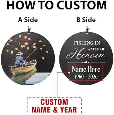 Personalized Memorial Wind Chimes, Fishing in Heaven, Sympathy Wind Chime 36inch, in Loving Memory for Loss of Loved Grandpa/Dad Loves Fishing, Memorial Gifts - Image 2