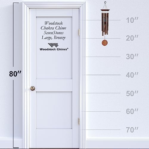 Woodstock Wind Chimes for Outside, Garden, Patio, Porch, Outdoor Decor, Meditation Yoga, Awareness and Relaxation (24") Woodstock Chakra Chime Seven Stones Large Size Bronze Wind Chime Gifts (CC7LBR) - Image 3