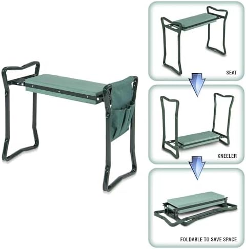 Foldable Garden Kneeler and seat with Gardening Tool Pouches Multi use Bench with Soft Kneeling Pad, Gardening Gifts for Women Men - Image 4