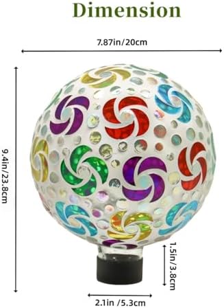 SAVENNA Mosaic Garden Gazing Ball, 8 Inch Decorative Glass Sphere for Outdoor Garden, Lawn & Patio, Fade-Resistant All-Season Yard Art, Multicolor Pinwheel Pattern - Image 6