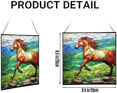 Roan Appaloosa Horse Walking Across Stony Ridge Square Suncatcher – Stained Glass Style Window Panel with Pastoral Scene, Custom Decorative Hanging Art for Equestrian Home, Christmas zSCSjf - Image 2