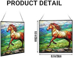 Roan Appaloosa Horse Walking Across Stony Ridge Square Suncatcher – Stained Glass Style Window Panel with Pastoral Scene, Custom Decorative Hanging Art for Equestrian Home, Christmas zSCSjf - Image 2