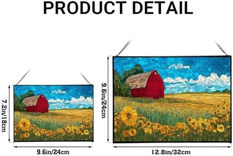 Barn Surrounded by Summer Wildflowers Rectangular Stained Glass Suncatcher – Hanging Window Panel with Animal & Nature Scene – Vibrant Glass Art Gift for Wildlife, Fantasy, Nature Lovers UGt1vK - Image 4