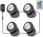 Colored Pond Lights with Timer, RGB Weighted Fountain Light IP68 Waterproof, Dimmable Outdoor Landscape Lights Fish Tank Pond Fountain Garden, 4 in Set by Unknown