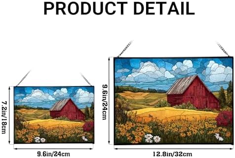 Barn Surrounded by Summer Wildflowers Rectangular Stained Glass Suncatcher – Hanging Window Panel with Animal & Nature Scene – Vibrant Glass Art Gift for Wildlife, Fantasy, Nature Lovers hfGgwX - Image 4