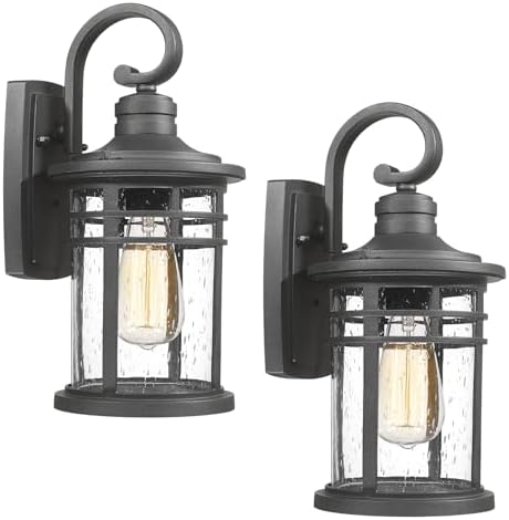 Outdoor Wall Light 2 Packs, Outdoor Porch Lights Wall Mount Exterior Sconces Lighting Fixtures Waterproof Outside Lantern Lamp for House Front Porch Patio Garage Doorway Garden by Luminzone
