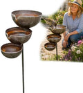 Rain Catcher Bird Bath for Outdoors, 3-Tier Metal Garden Stake Bird Bath, Rustic Rainwater Catcher Garden Decor, Bird & Butterfly Water Station for Yard, Patio, Flower Bed, Lawn and Garde (Bronze) by Unknown