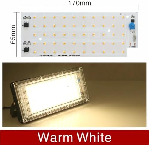 2-Pack 50W RGB LED Floodlight Chip, SMD2835 AC 220V, Color Changing Light Beads for Outdoor Spotlights & DIY Lighting(Warm White LED Chip) - Image 2