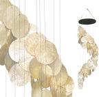 Bellaa 24537 Wind Chimes Outdoor, Garden Decorations, Musical, Indoor/Outside Windchimes, Beach, Ocean Breeze, Gifts for Mom, Gift for All Occasions, Capiz Sea Glass Shells Wood 27 inch White Gold - Image 4